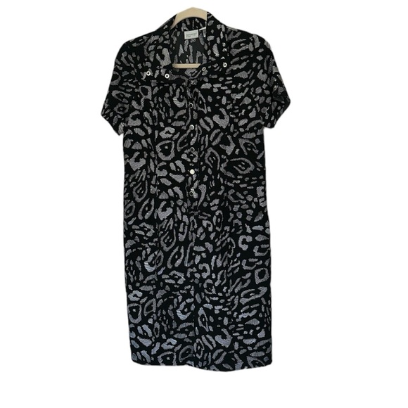 Chicos Sheath Dress pockets black white psychedelic animal print size .5 or sz 6 - Picture 5 of 11
